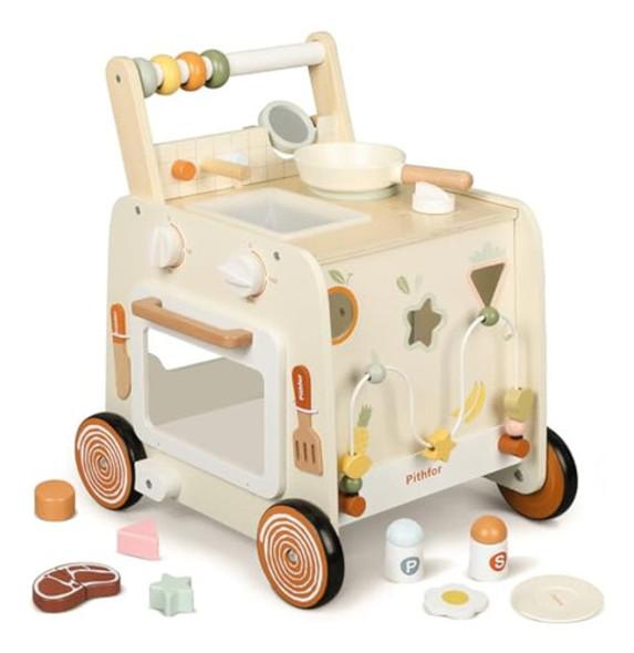 Andador De Madera Para Bebés, 3 En 1, Con Cocina 0