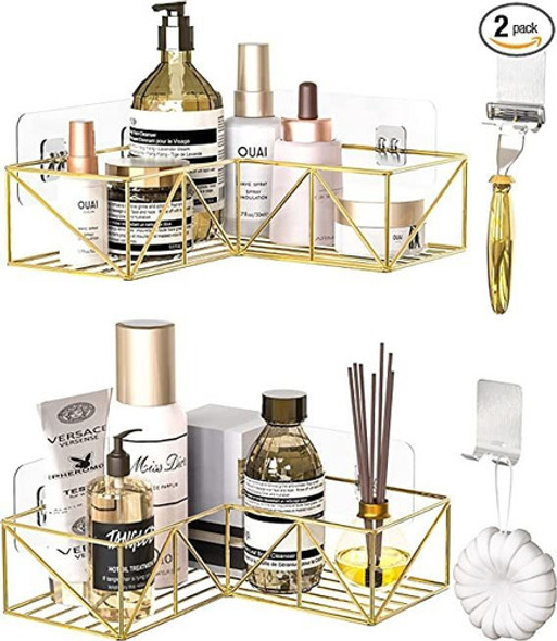 Organizadores Para Ducha Dorador Con Ganchos (2 Unidades) 0