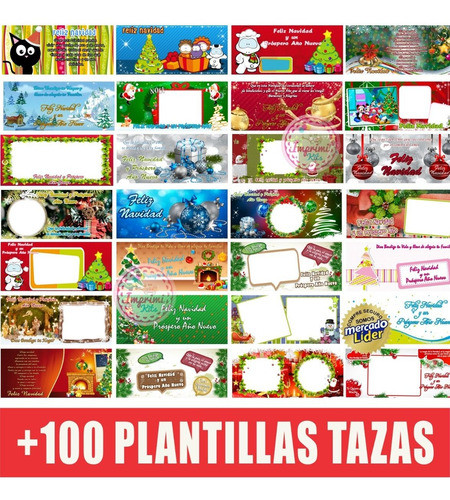 +100 Plantillas Para Sublimar Tazas Navidad Año Nuevo Pack 1