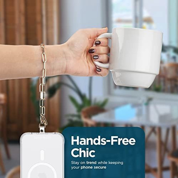 Correa De Muñeca Para Telefono Con Cadena De Metal Dorado. 1