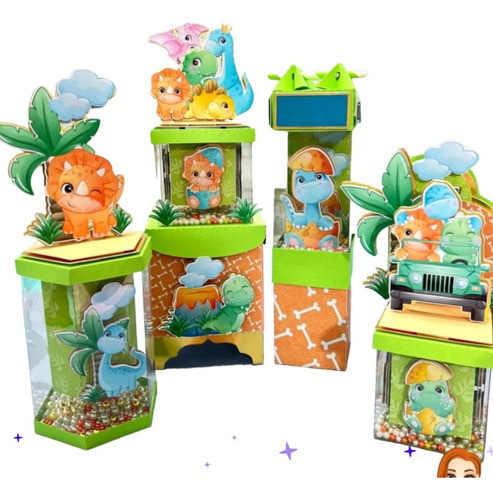 Kit Imprimible Dino Bebé Dinosaurios Baby + Cajitas Vitrina 1