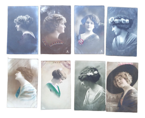 Lote 8 Foto Postales Arte Bellas Mujeres 0