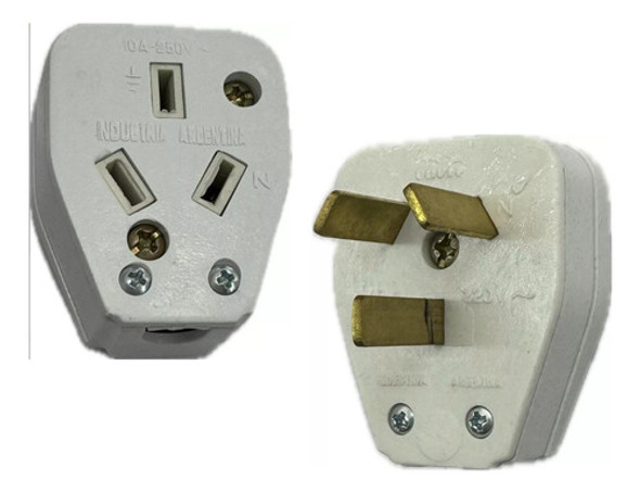 Enchufe Ficha 3 Patas Juego Hembra Macho Para Alargue 220v 0