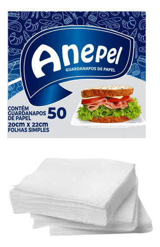 2 Pct C/ 50un Guardanapo Anepel 20x22 Folha Simples Branco 0