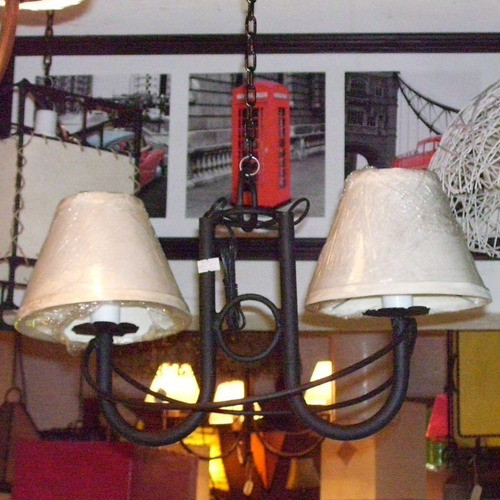 Araña Colgante De 2 Luces En Hierro Rustico Oferta!!! 0