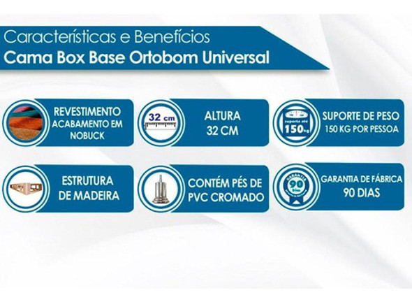 Cama Box Base Queen Suede Marrom (158x20)ortobom 1