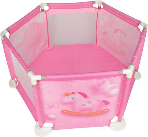 Cercado Baby Berço Cercadinho Portátil Para Bebê Balão Rosa 1