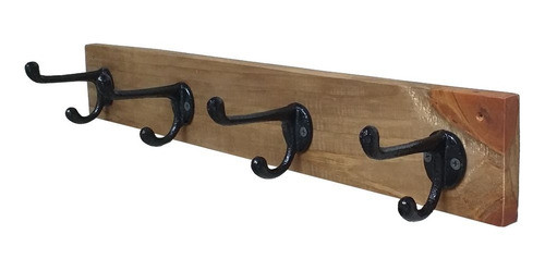 Cabideiro Madeira Envelhecida Rustico Parede Bolsa Ganchos 0