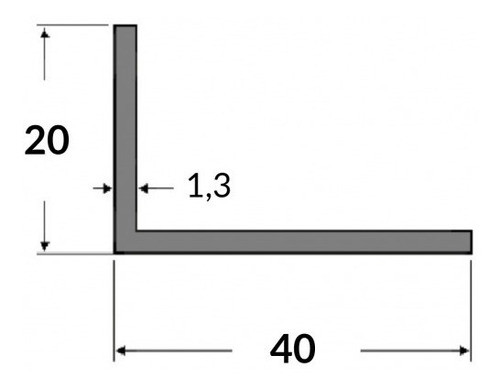 Perfil De Aluminio Natural L 40x20mm - Largo X 3 Mts. 1