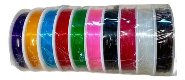 10 Rolo Fio Elástico Coloridos De Silicone P/pulseiras 1.0mm 0