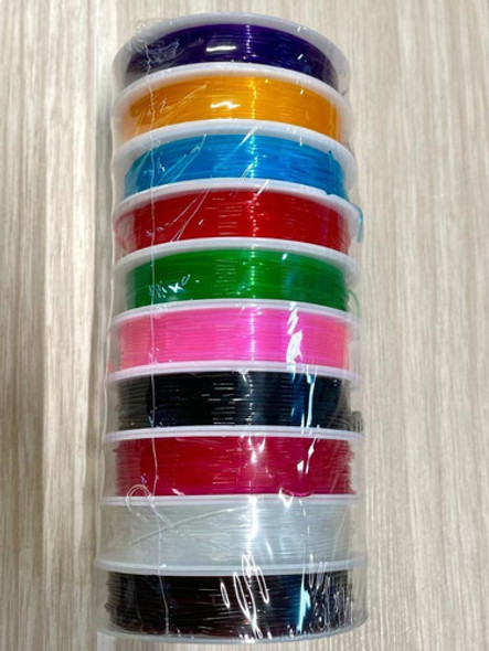 10 Rolo Fio Elástico Coloridos De Silicone P/pulseiras 1.0mm 1