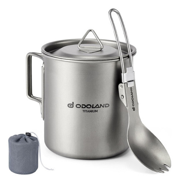 Titanio Para Camping Y Senderismo, 420ml, Con Tapa Y Cuchara 0 Titanio Para Camping Y Senderismo, 420ml, Con Tapa Y Cuchara 0