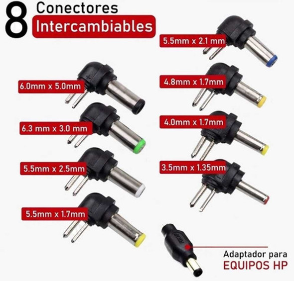 Ficha Adaptador Conector Notebook Intercambiable 2 Patas X8$ 0