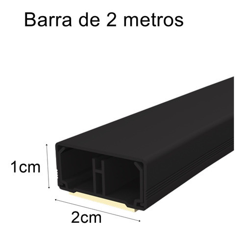 Canaleta Preta 2 X 1cm C/ Fita Adesiva E Divisória 2 Metros 1