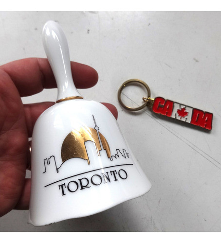 Campana Porcelana Toronto Canada + Llavero Antiguo Banawe 0