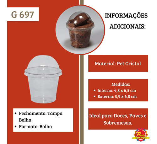 Kit 300 Mini Copo Bolha Para Doce 60ml + Tampa Bolha G 697 1