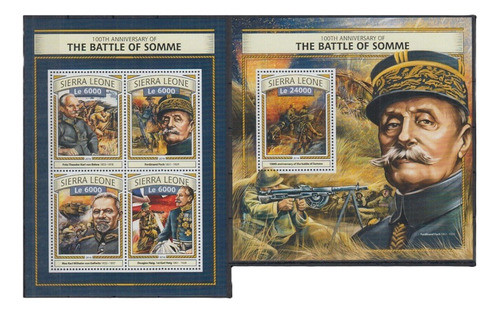 2016 Guerra Batalla Somme- Sierra Leona (bloques) Mint 0