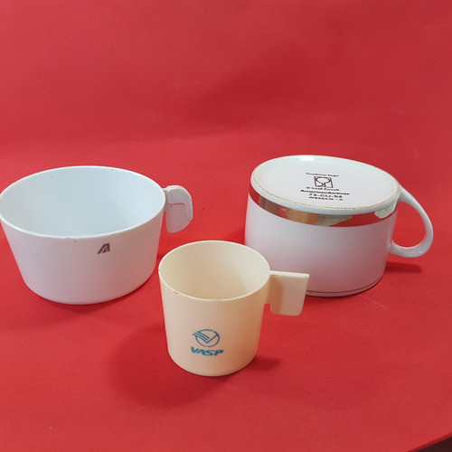 3 Antiga Xícara Da Vasp Alitalia American Airlines Porcelana 1