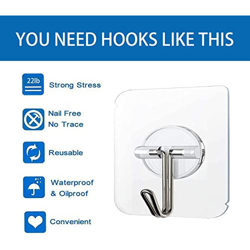 Ganchos Ahesivos Transparentes Alta Resistencia (100u.) 1