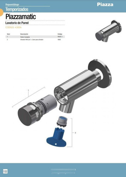 Griferia Lavatorio Pared Piazzamatic Temporizado 43004 1