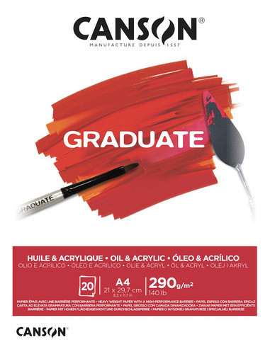 Bloco Desenho Canson Graduate A4 290g 20 Fls Oleo/acrilico 1