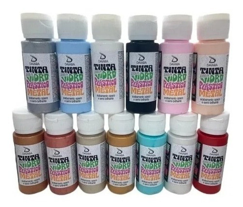Kit Com 5 Tintas Para Vidro, Plástico E Metal Daiara 60ml 0