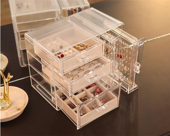 Organizador Acrílico Brincos Bijuteria Joias De 4 Gavetas 1