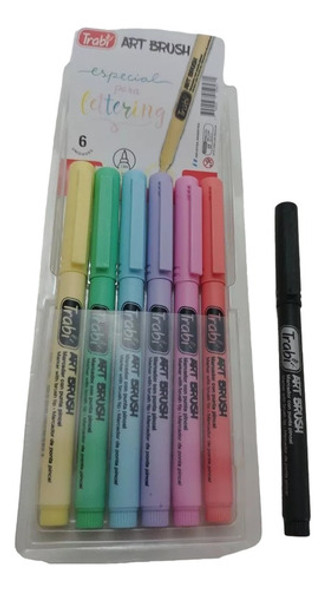 Marcadores Trabi Art Brush Punta Pincel Lettering X 6 + 1 U 0