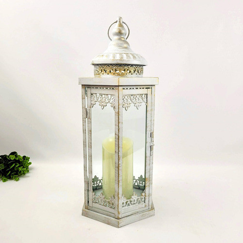 Lanterna Marroquina Decorativa Branca E Dourada 53x20x24cm G 1