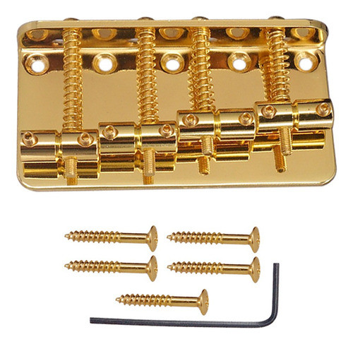 Ponte De Baixo De 4 Cordas Dourada Com Parafusos De Chave 0