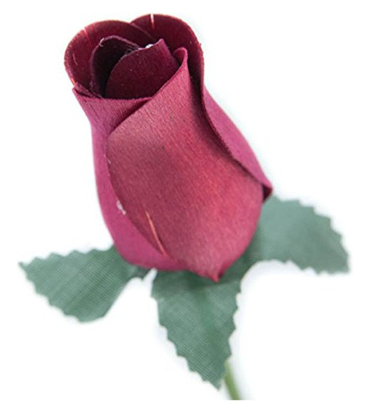 Rosas Artificiales De Madera 8 Pimpollo Cerrado Bordo 1