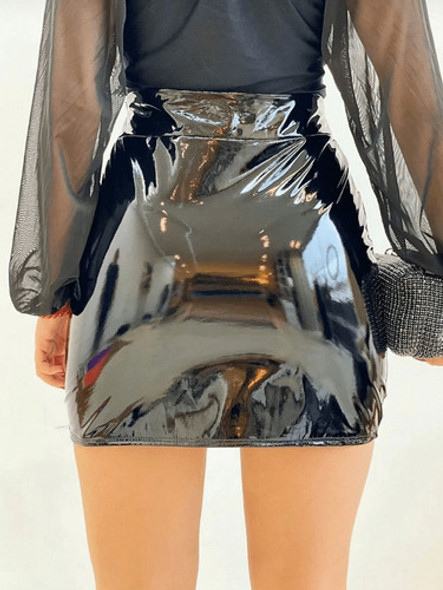 Saia Feminina Vinil Curta Acetinado Modela Levanta Bumbum 1