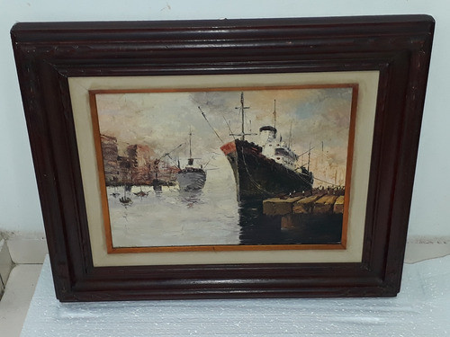 2285 - Falconi Ost. 61x51cm C/mold. Marinha Com Barcos. 0