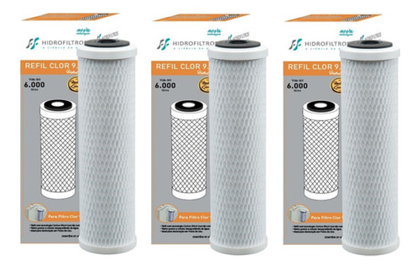 Kit 3 Refil Carbon Block 9.3/4 Hidrofiltros 902-0009 0