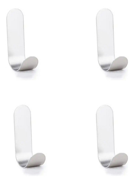 Kit Gancho Cabideiro Inox Prata Adesivo Toalha Roupa 4 Unid 0