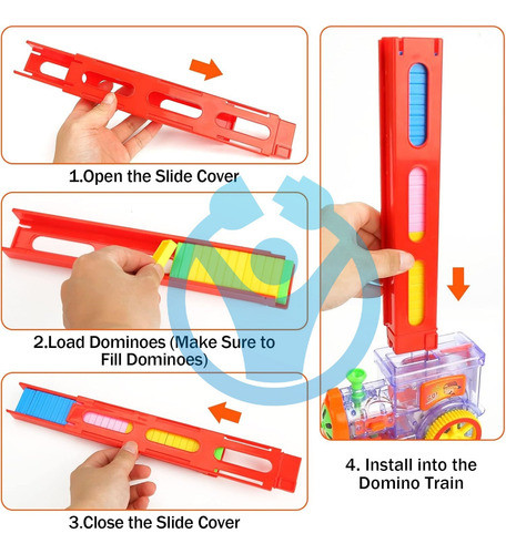 Tren Domino De Juguete Luces Unico Con 80 Fichas Tiktok 1