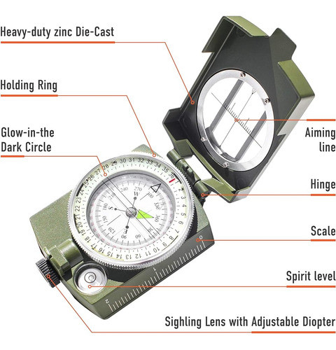~? Brújula Militar Lensática Para Senderismo - Brújula De Tr 1