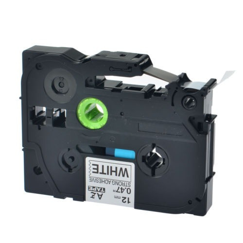 Tz-s Tze-s231 Extra Fuerte Adhesivo Negro Sobre Cinta Blanca 1