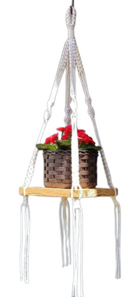 Macrame Hanger Suporte Vaso Plantas  Com Madeira 0