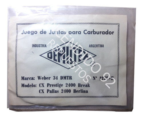 Juego Juntas Carburador Weber Citroen Cx Prestige Pallas 2.4 0