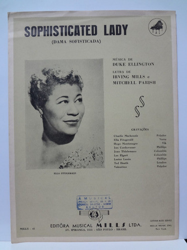 Partitura Sophisticated Lady Dule Ellington Ella Fitzgerald 0