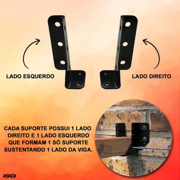 9 Suportes De Caibro Pergolado Madeiramento Viga 5x10 Aço 1 9 Suportes De Caibro Pergolado Madeiramento Viga 5x10 Aço 1