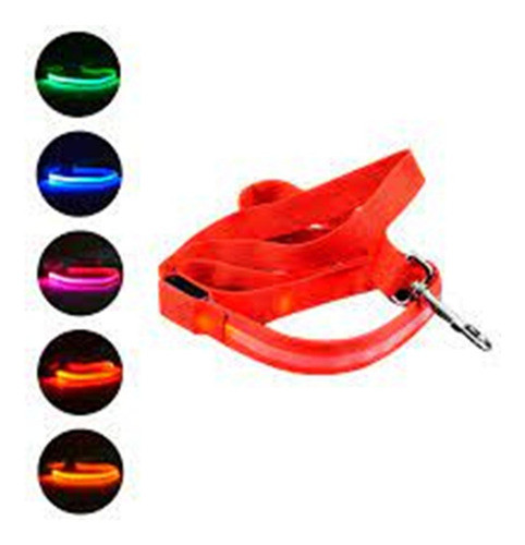 Correa Perro Luz Led Bateria Recargable Rosada 120cm C12a 1