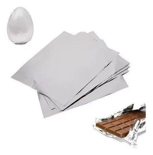 120 Folhas De Papel Chumbo Prata Grande 40x50cm P/ Chocolate 0