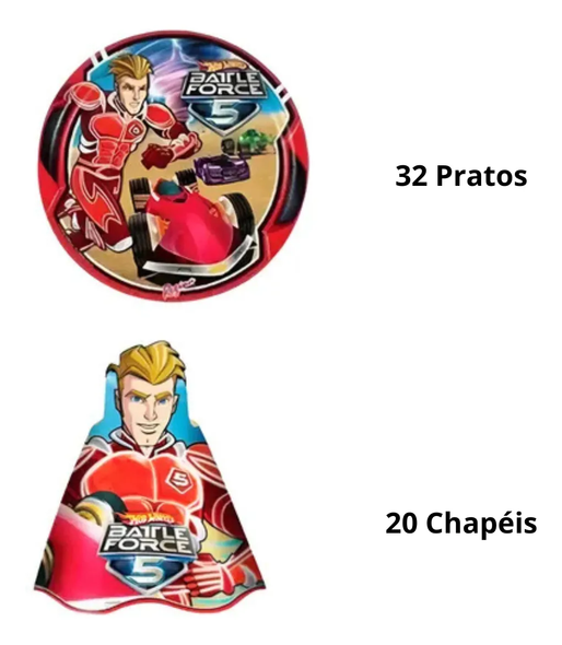 Hot Wheels Battle Force Party Kit – Plates & Hats (32 Units Each)