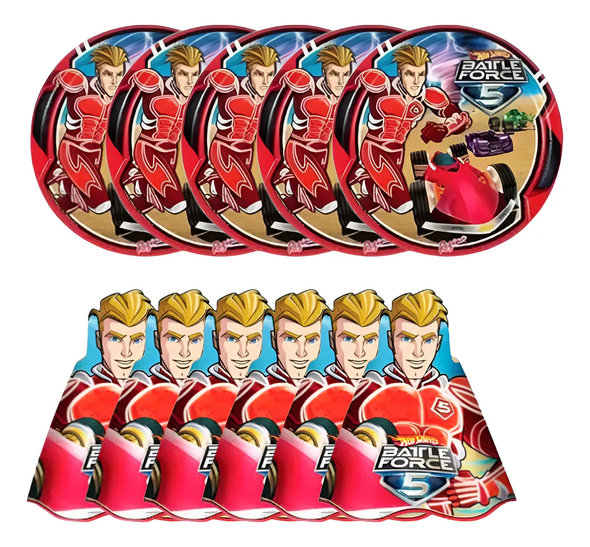 Hot Wheels Battle Force Party Kit – Plates & Hats (32 Units Each)