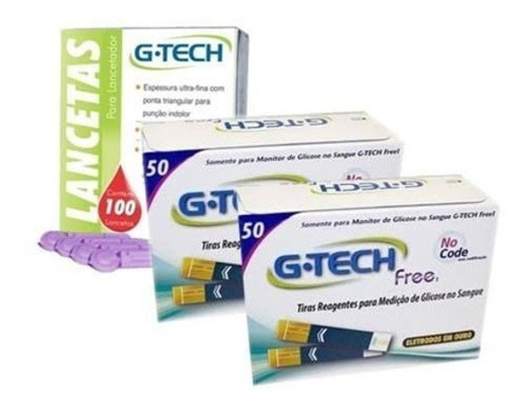 100 Tiras + 100 Lancetas Glicemia P/gtech Free E Free Smart 1 100 Tiras + 100 Lancetas Glicemia P/gtech Free E Free Smart 1