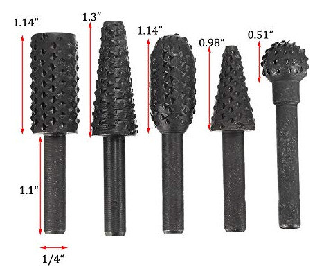 Carburo De Rebabas Rotatorio Set 5 Piezas Conjunto De V... 1