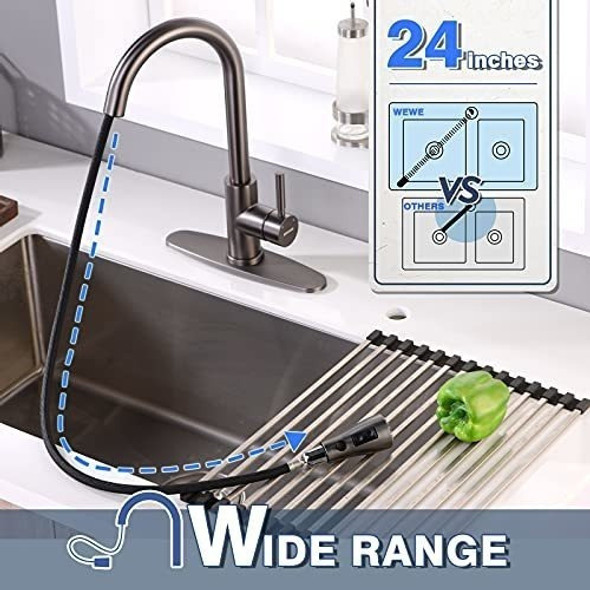 Monocomando Para Cocina Pull Down 40cm De Altura Gris Mate 1