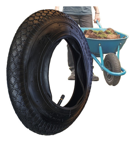 Kit Pneu Carriola 3.25-8 + Câmara De Ar Aro 8 Importada Novo 0